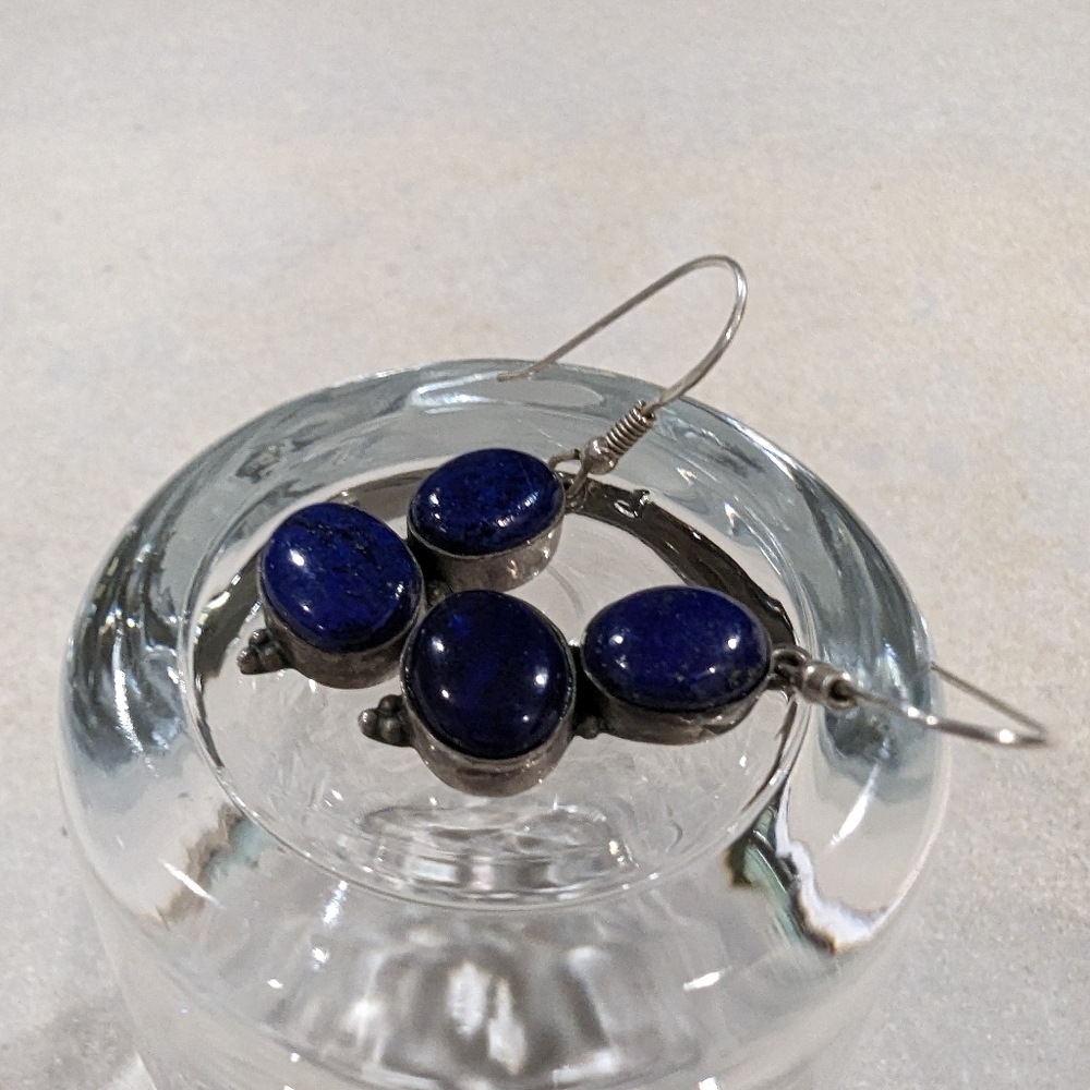 Stunning Lapis sterling silver vintage earrings